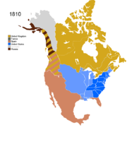 Map showing Non-Native Nations Claim over NAFTA countries c. 1810