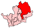 The largest constituency in the county, primarily located in the northeast of the county. Its northernmost parts are considerably further north than constituencies in the west.