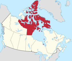 Map of Canada with Nunavut highlighted in red