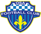 A blue striped and checkered shield is adorned with the words "OSA" across the top and "FOOTBALL CLUB" across the middle. And below is a yellow Fleur-de-lis.
