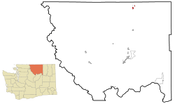 Projection of Okanogan County with Oroville in red