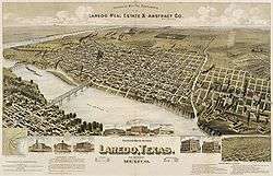 Laredo, Texas in 1892. Perspective Map of the City of Laredo, Texas.