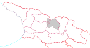 Location of South Ossetia (grey) in Georgia.