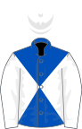 Royal blue and white diabolo, white sleeves and cap