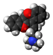 Space-filling model of the oxetorone molecule