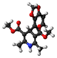 Ball-and-stick model of the oxodipine molecule