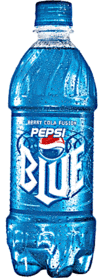 A plastic bottle of Pepsi Blue.