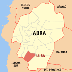 Map of Abra showing the location of Luba