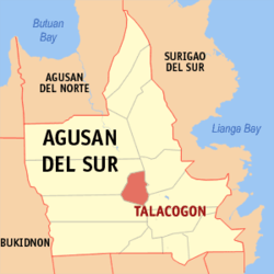 Map of Agusan del Sur with Talacogon highlighted