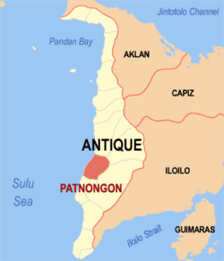 Map of Antique with Patnongon highlighted