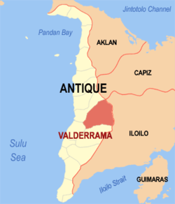 Map of Antique with Valderrama highlighted