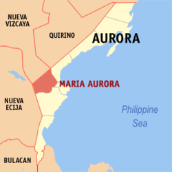 Map of Aurora showing the location of Maria Aurora
