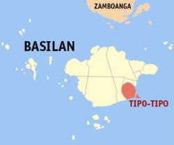 Map of Basilan with Tipo highlighted-Tipo