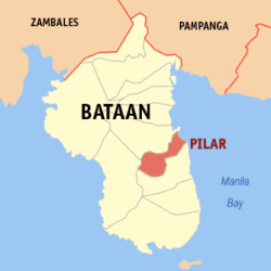 Map of Bataan showing the location of Pilar