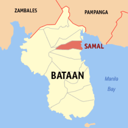 Map of Bataan showing the location of Samal