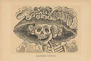 Skull in lady's hat "Calavera de la Catrina" by JosÃ© Guadalupe Posada