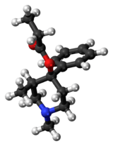Ball-and-stick model of the prodine molecule