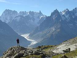 high mountains and glaciers of the Mont Blanc massif