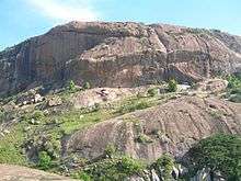 A rocky outcrop such as those used in filming Sholay