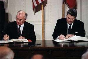 Gorbachev and Reagan sign the INF Treaty