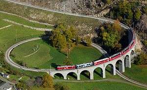 The Bernina Express on the viaduct.