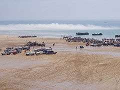 Filming the fight scenes on the beach