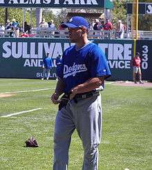 Russell Martin standing in the field during Spring Training