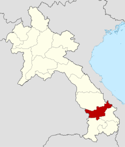 Map showing location of Salavan Province in Laos