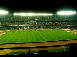 A grandstand at a sports stadium.