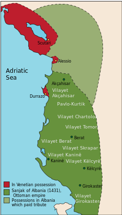 Albania under Ottoman control in 1431