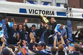 Schalker Schalke 04 celebrate winning the DFB-Pokal