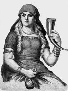 Swedish goddess holding drinking horn