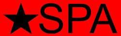 Black on red acronym "SPA" in sans-serif font to the right of black on red star.