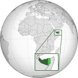 Somaliland (dark green), disputed territory (light green)