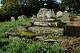 A square platform of three stone steps covered in lichen, with a carved stone block on top