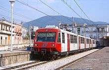 The EAV (Ente Autonomo Volturno)-owned Circumvesuviana train at Baiano station