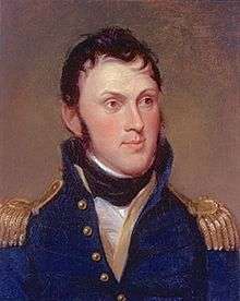 Man with sideburns in uniform coat with epaulettes