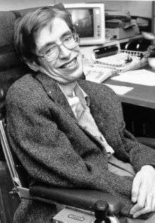 Black & White photo of Hawking at NASA.