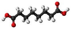 Ball-and-stick model of the suberic acid molecule