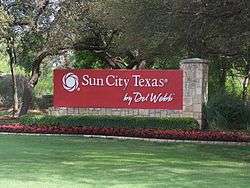 Main entry to Sun City Texas