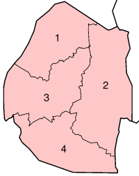 A clickable map of Swaziland exhibiting its four districts.