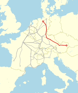 The original route of the Prinz Eugen (Bremen Hbf–Wien Westbf), 1971.