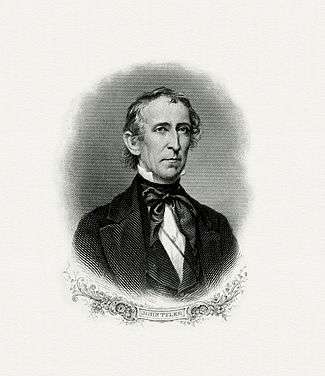 BEP engraved portrait of Tyler as president.