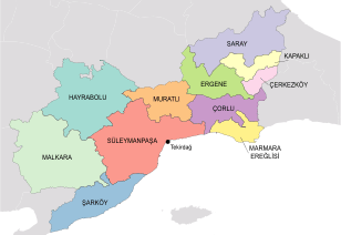  Districts of Tekirdağ Province