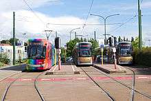 Trams at the Stalle Parking terminus.