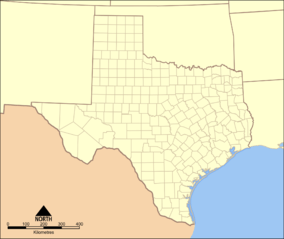 A map of Texas showing the location of Big Bend Ranch State Park