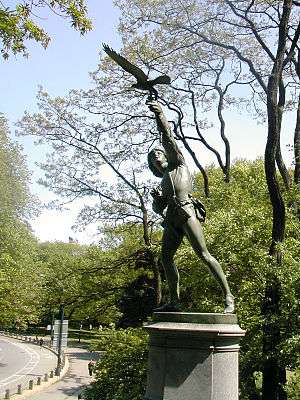 The Falconer patinated bronze sculpture