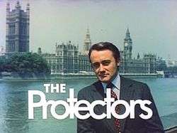 Series title over an image of Robert Vaughn and the Houses of Parliament