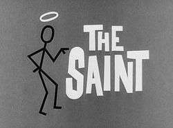Image of The Saint matchstick man alongside series title