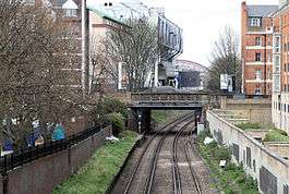 The West London Line passing through Fulham at the site of the former station